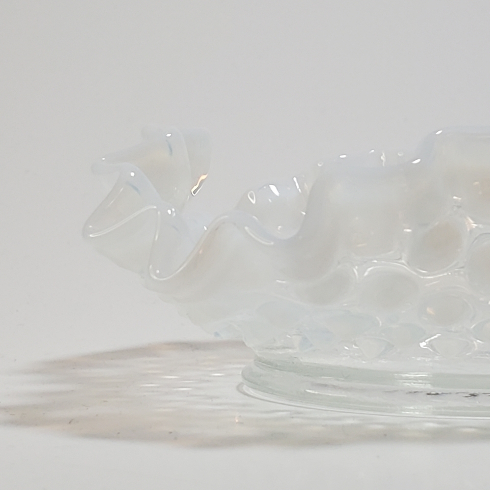 FENTON Art Glass with French Opalescent Ruffle Edge Hobnail Pattern Dish EUC - Picture 7 of 8